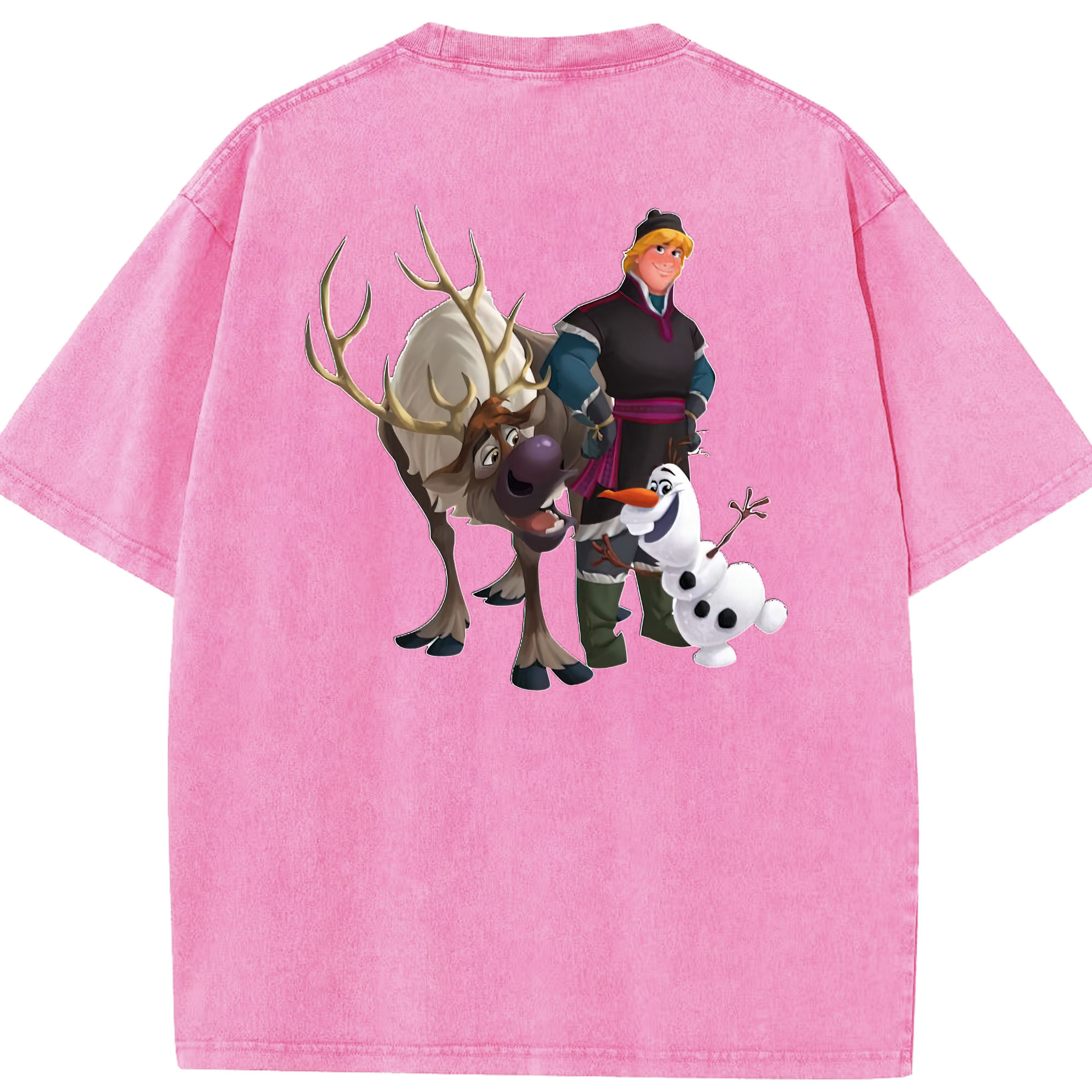（画像用） アナと雪の女王 アンナ エルサ Frozen Anna Elsa 綿100% ヴィンテージ風 半袖Tシャツ（背面プリント）